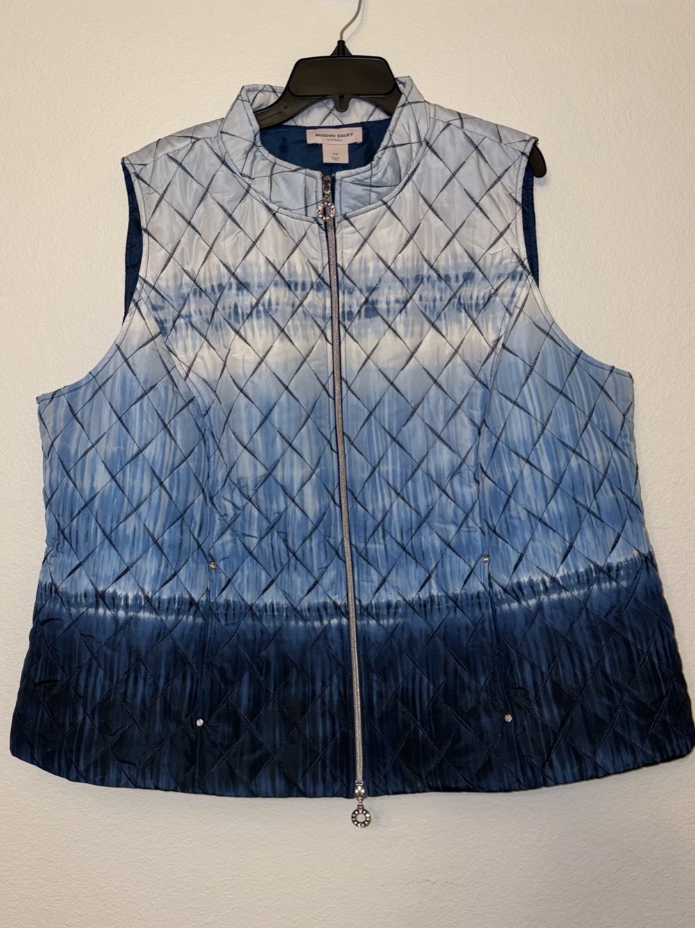 NWT Allison Daley Quilted Ombre Zip Up Vest Blue Women 3X